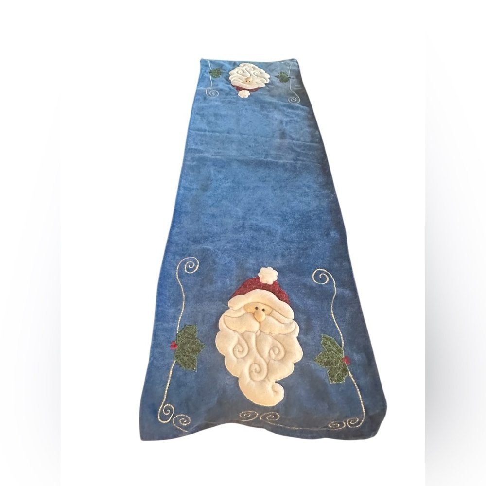 Handmade embroidered Santa Table-runner ~